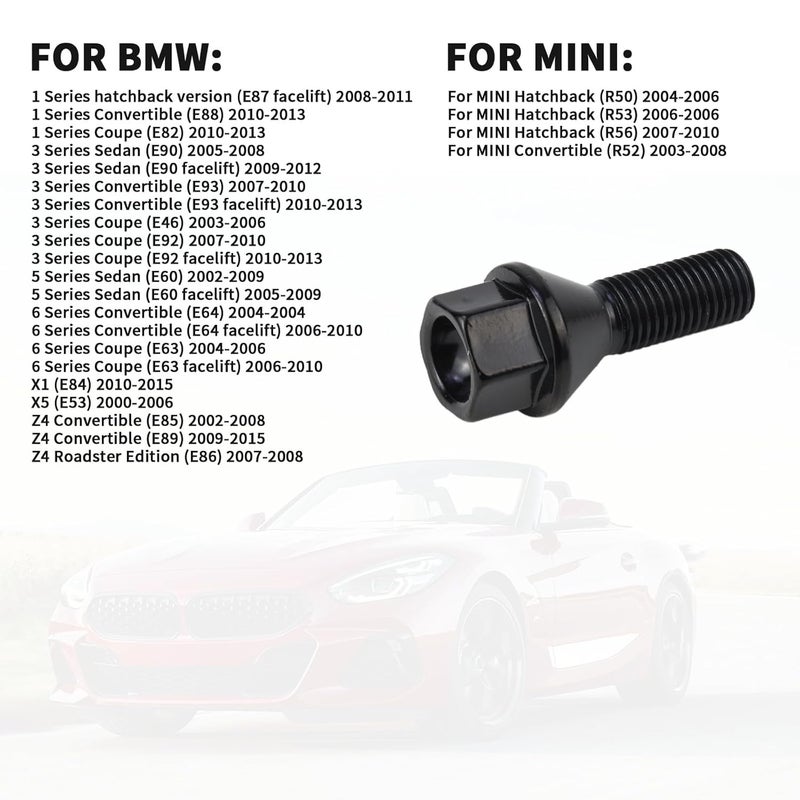 MUNIK 4PCS 36136781150 M12 x1.5 Wheel Bolts Suitable for MINI R50 R53 R56 R52 1.6L 1.6T Suitable for BMW 1,3,5,6,X1,X5,Z4 Series Replace# 36130141574 36130141576 36131095390 - Image 3